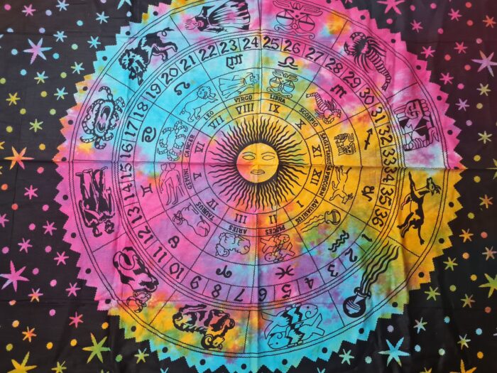 Panô indiano de algodão estampa signos color batik 2,10m