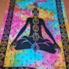 Panô indiano com técnica Batik estampa de Iogue e Chakras color