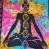 Panô indiano com técnica Batik estampa de Iogue e Chakras color