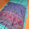 Sari indiano viscose com estampa arabescos e floral azul e turquesa