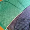 Sari indiano viscose com estampa arabescos e floral azul e turquesa
