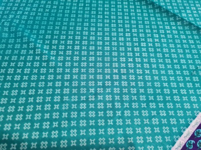 Sari indiano viscose com estampa arabescos e floral azul e turquesa