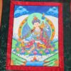 20230212_134931 Painel de obra de arte Thangka Padmasambhava em tecido Jacquard verde escuro