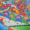20230212_134937 Painel de obra de arte Thangka Padmasambhava em tecido Jacquard verde escuro