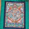 Painel de obra de arte Thangka Roda da Vida em tecido Jacquard verde