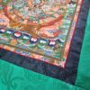 Painel de obra de arte Thangka Roda da Vida em tecido Jacquard verde