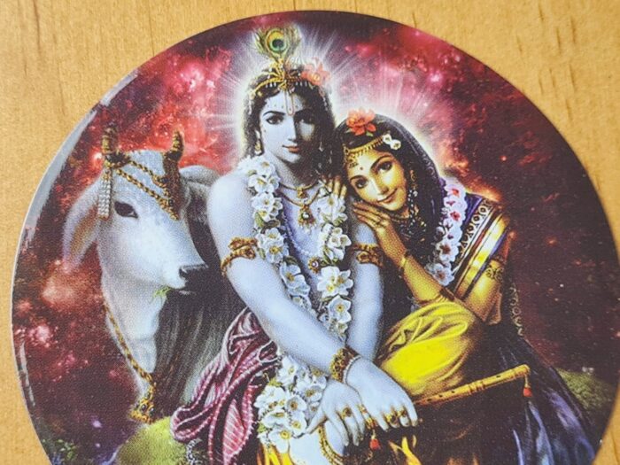 Adesivo indiano redondo de Radha & Krishna 7cm
