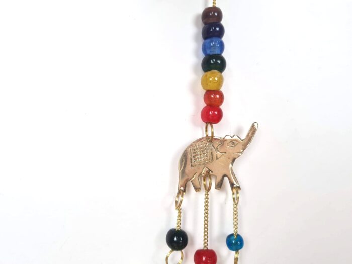 Sino dos ventos de metal com símbolo de elefante e 7 chakras