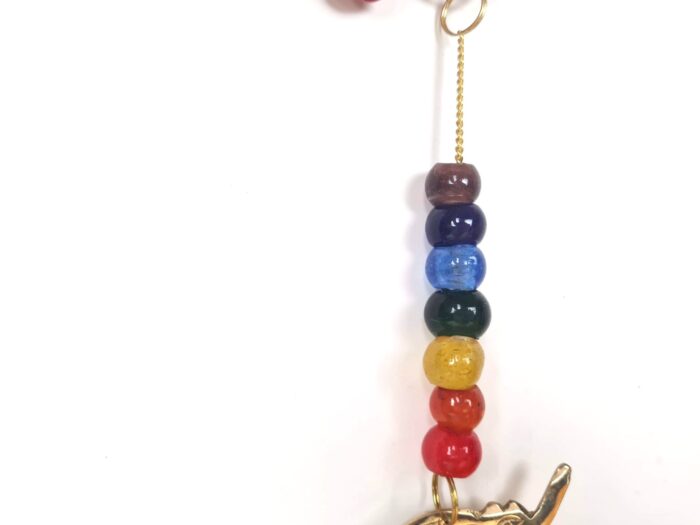 Sino dos ventos de metal com símbolo de elefante e 7 chakras