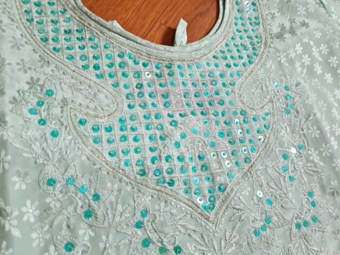 20230206_200254 Punjabi Suits verde claro bordado (túnica e calça)