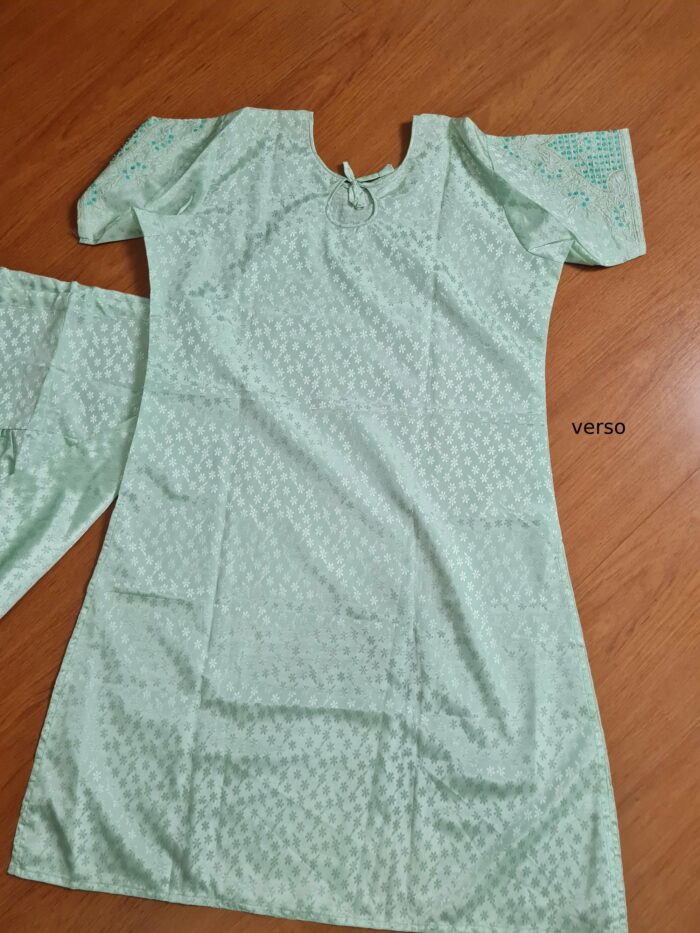 20230206_200317 Punjabi Suits verde claro bordado (túnica e calça)