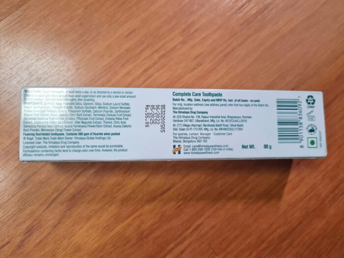 Himalaya creme dental cuidado completo neem, miswak & triphala 80g