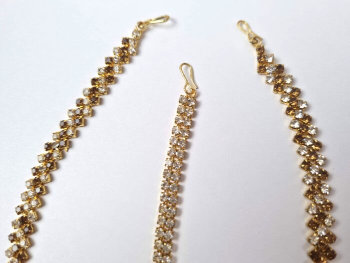 Matha Patti Nupcial correntes jóias de cabeça com tika dourado e strass