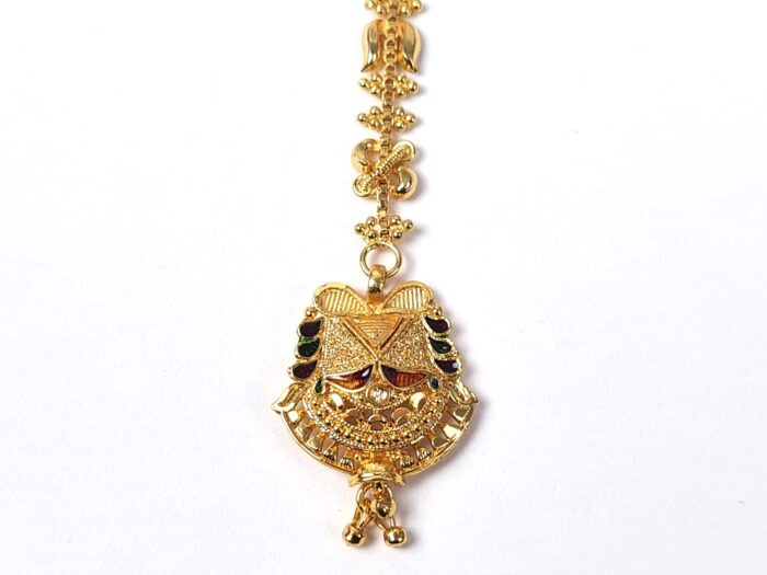 Tika joia indiana de testa dourado com pedrinhas