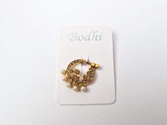 piercing indiano ou anel de nariz para festas indianas dourado e pedras