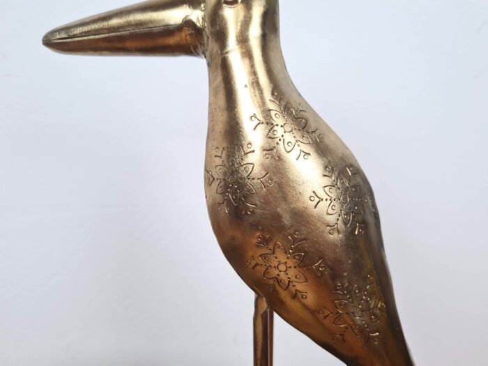 Adorno decorativo indiano base com pássaro dourado artesanal 21cm
