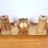 Kit decorativo indiano de bandeja, castiçais e vaso