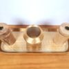 Conjunto decorativo indiano bandeja vaso e castiçais