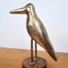 Adorno decorativo indiano base com pássaro dourado artesanal 21cm