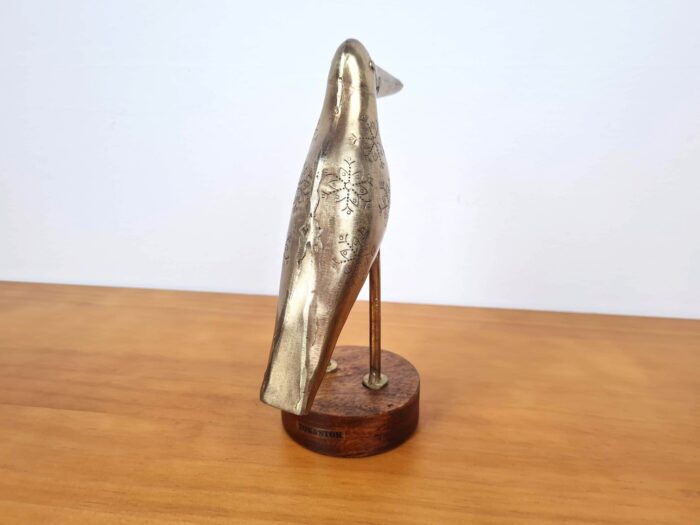Adorno decorativo indiano base com pássaro dourado artesanal 21cm