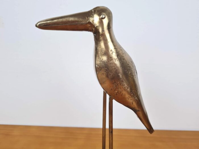 Adorno decorativo indiano base com pássaro dourado artesanal 31cm