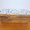 Caixa indiana decorativa com tampo floral azulejado 23cm