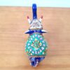 20230407_134904 Elefante de metal esmaltado com técnica cloisonné azul e verde 15cm