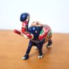 Elefante de metal esmaltado azul e color com técnica cloisonné 8cm