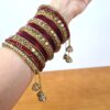 Conjunto de 2 braceletes indianos luxo para noivas indianas vermelho e dourado