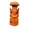 Estátua indiana de Ganesha esculpida em madeira 13cm
