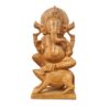 Estátua indiana de Ganesha esculpida em madeira maciça 21cm