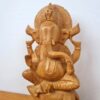 Estátua indiana de Ganesha esculpida em madeira maciça 21cm