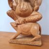 Estátua indiana de Ganesha esculpida em madeira maciça 21cm