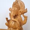 Estátua indiana de Ganesha esculpida em madeira maciça 21cm