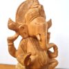 Estátua indiana de Ganesha esculpida em madeira maciça 21cm