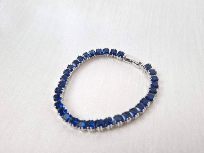 Pulseira Riviera Safira Royal Blue 16ct – Prata 925 Banhado