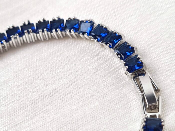 Pulseira Riviera Safira Royal Blue 16ct – Prata 925 Banhado