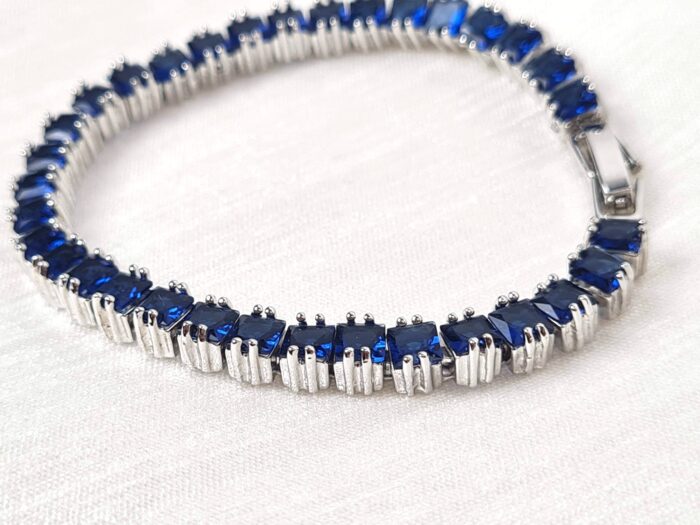 Pulseira Riviera Safira Royal Blue 16ct – Prata 925 Banhado