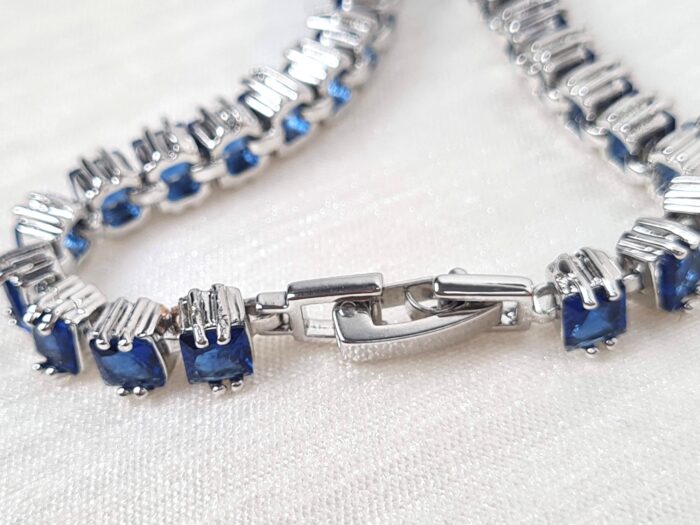 Pulseira Riviera Safira Royal Blue 16ct – Prata 925 Banhado