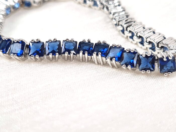 Pulseira Riviera Safira Royal Blue 16ct – Prata 925 Banhado