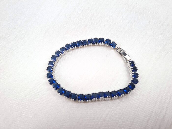 Pulseira Riviera Safira Royal Blue 16ct – Prata 925 Banhado