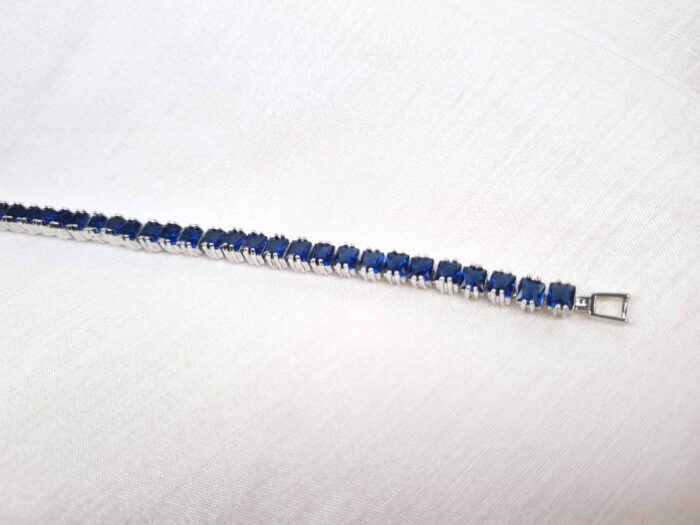 Pulseira Riviera Safira Royal Blue 16ct – Prata 925 Banhado