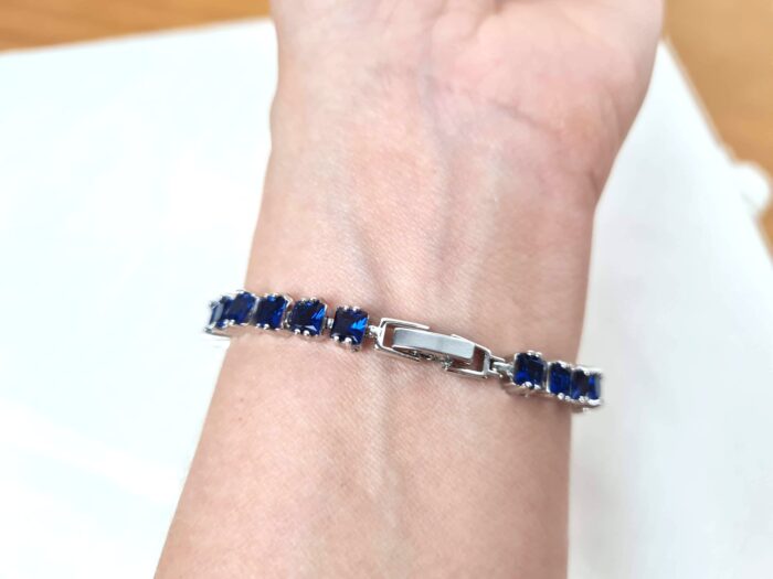 Pulseira Riviera Safira Royal Blue 16ct – Prata 925 Banhado
