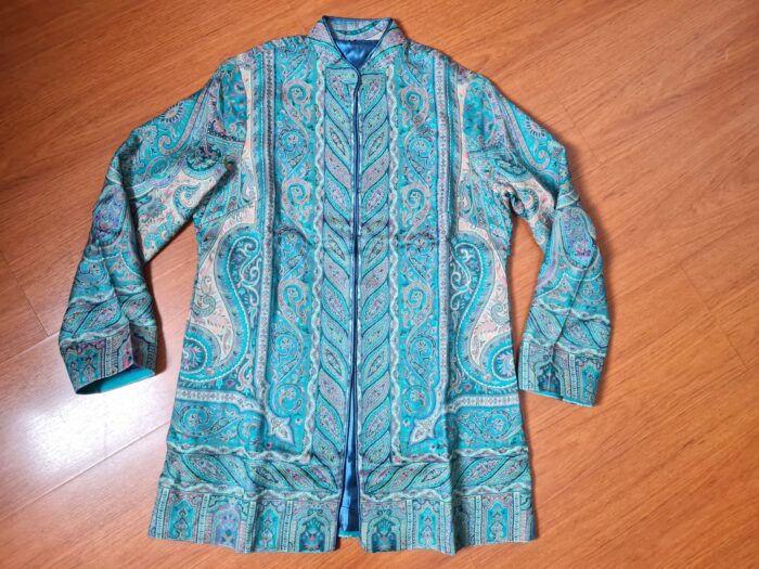20230417_230516 Jodhpuri Suit Majestic Paisley paletó indiano estampado verde e color