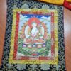 Painel de obra de arte Thangka A Deusa da Compaixão com brocado de seda
