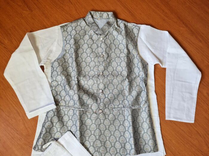 Conjunto noivo indiano 3 peças (e lindo colete Jacquard estampa clássica)