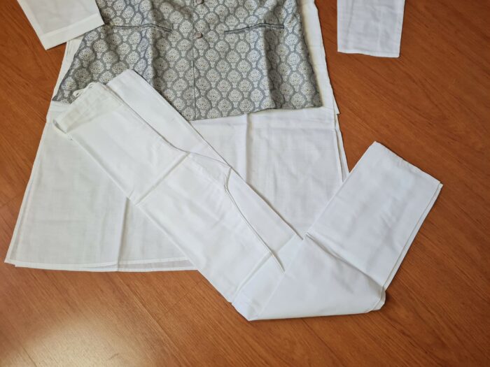 Conjunto noivo indiano 3 peças (e lindo colete Jacquard estampa clássica)