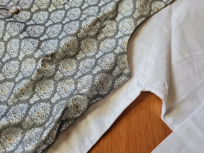 Conjunto noivo indiano 3 peças (e lindo colete Jacquard estampa clássica)