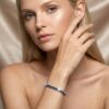 Pulseira joia indiana de prata 925 e pedrarias naturais de Iolita
