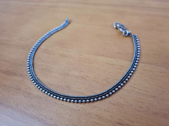 TORNOZELEIRA INDIANA SLIM -metal prateado envelhecido